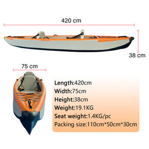 Kayak gonflable en PVC renforcé de <span class=keywords><strong>4</strong></span> + mètres, canoë nautique <span class=keywords><strong>pour</strong></span> 2 <span class=keywords><strong>personnes</strong></span> avec coussin de tréfilage, planche à pagaie, bateau de pêche - Product Image 3