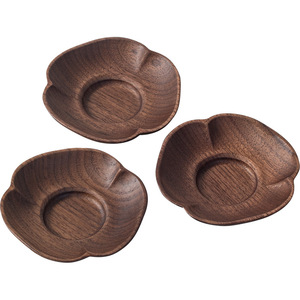 Sous-verre en forme de pétale en noyer noir de style japonais, base en bois massif pour tasse à thé, tapis résistant à la chaleur pour plateaux de service de cérémonie du thé - Product Image 5