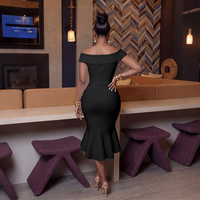 Nouvelle robe midi asymétrique à volants et épaules dénudées CY902400 pour femme, robe de soirée moulante avec peplum 2026