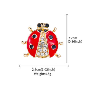 Broches de Mariquita Roja Weiman, Broches de Lujo para Mujer, Moda, Cristal de Estrás, Aleación Chapada en Oro, Broches de Diseñador Personalizables - Product Image 6