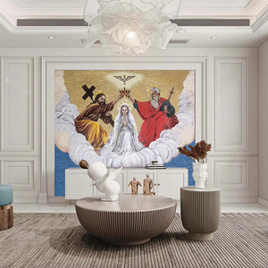 Customized 3D Wall Mural Modern Jesus Christ Portrait Painting 10mm Glass for Religious Byzantine Pool Living Room - Product Image 1