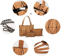 Sac à main géométrique pour femme, sac en liège écologique, portefeuille et ensemble de main pour femme