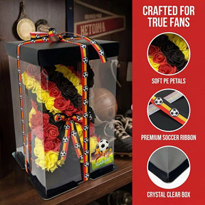 Vente en gros d'ours en roses sur le thème de l'Allemagne, ours en fleurs fait main avec détails de football, logo personnalisé acceptable - Product Image 2