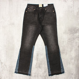 Custom Vintage Washed Flared <strong>Denim</strong> <strong>Jeans</strong> Trousers 100% Cotton Faded Patchwork Oversized Men's <strong>Denim</strong> Pants - Product Image 1