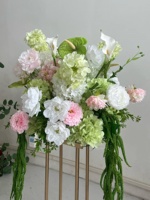 Boule de fleurs artificielle Anthurium rose vert naturel sauvage, centre de table fait main, arrangement floral pour mariage et allée centrale