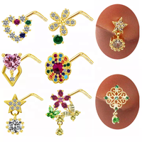 Gaby – piercing de nez de printemps, anneaux de nez colorés en acier inoxydable, papillon, cœur, clous de nez, piercing, vente en gros, bijoux pour le corps