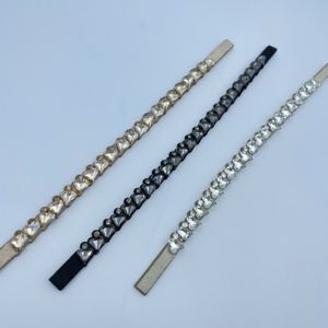 Sandal Slip-On hak tinggi mikrofiber wanita grosir sepatu Fashion ujung tertutup berhiasan berlian dengan dekorasi atas - Product Image 2