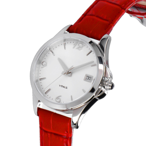 Casual đồng hồ phụ nữ cổ tay sang trọng Trắng Dial + ban nhạc màu Đỏ OEM sang trọng xem Trung Quốc thạch anh phong trào xem biểu tượng tùy chỉnh - Product Image 2