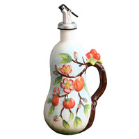 Bouteilles à épices en céramique peintes à la main, style européen et américain, modernes, minimalistes et créatives, motifs floraux, oiseaux et fruits - Fabriquées en Chine