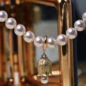 Colgante de Plata S925, Accesorio para DIY con Soporte Vacío, Collar de Campanas de Viento con Cuentas de 6-8mm, Collar de Perlas 30465 - Product Image 2