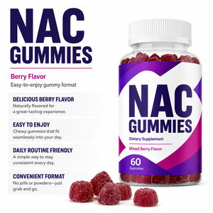 Complément alimentaire NAC biologique de haute qualité, sélénium B6 B12 N-acétyl L-cystéine en gommes, soutient la santé du système immunitaire, antioxydant, pour adultes - Product Image 2