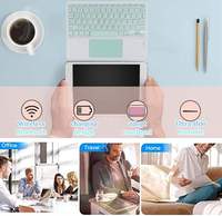 Keyboard Bluetooth Tipis Pintar, Keyboard Touchpad Nirkabel Isi Ulang untuk iPad 10.2, Samsung Galaxy Tab S6 A7 A8 S8 S9 FE