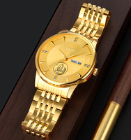 Jam tangan Quartz pria antiair, Logo kustom OEM, jam tangan modis, tombol kaca besar, baja tahan karat, mewah, Model baru