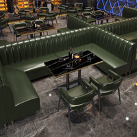 Canapé-banc de restaurant commercial moderne en cuir et bois, table de salle à manger pour hôtel, centre commercial, école - Écologique et durable
