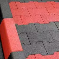 Dalles en caoutchouc antidérapantes emboîtables en forme d'os de chien 200mmx160mm, plusieurs options d'épaisseur, personnalisables, pour sols intérieurs/extérieurs et parcs