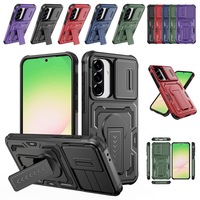 Étui de protection pour téléphone avec glissière pour appareil photo pour Samsung S24 S25 S26 Ultra A26 A17 A36 A56 TPU+PC Support de téléphone antichoc