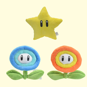 Juguete de Peluche de Simulación de <span class=keywords><strong>Super</strong></span> <span class=keywords><strong>Mario</strong></span> Bros. con Personajes como Girasol Amarillo, Estrella Naranja, Flor de Hielo Azul y Pentagrama - Product Image 1