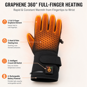 Gants chauffants pour le ski, les sports d'hiver et la conduite par temps froid avec batteries rechargeables et sangles de serrage réglables au poignet - Product Image 6