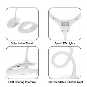 Kính lúp thắp sáng trên giá đỡ đèn kính lúp 3X/8X có đèn lúp để đọc, may, sở thích - Product Image 4