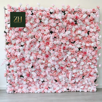 Mur de fleurs en soie rose et blanc pour la décoration de toile de fond de photographie de mariage - Fournisseur d'usine