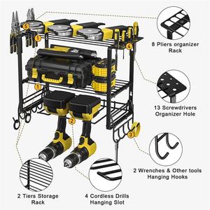 Support mural robuste en acier au carbone pour outils électriques OEM/ODM <span class=keywords><strong>avec</strong></span> <span class=keywords><strong>porte</strong></span>-perceuse et rangement pour évier pour <span class=keywords><strong>garage</strong></span> - Product Image 4