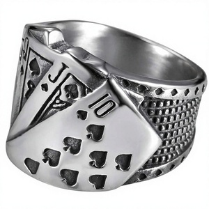 Anillo de póker de Texas Acero inoxidable Royal Flush Band Casino Biker Joyería Mago para Hombres Joyería nocturna para - Product Image 1