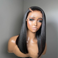 Perruque Bob Lace Front HD à Prix Abordable, Densité 180%, Cheveux Humains Vierges Brésiliens, Sans Colle, Courte et Brillante, avec Dentelle Transparente