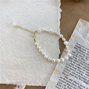 レディース トレンディ チョーカー ネックレス ファッション ジュエリー 母の日 ギフト シンプル 不規則 天然 淡水パール ネックレス ゴールドメッキ - Product Image 5