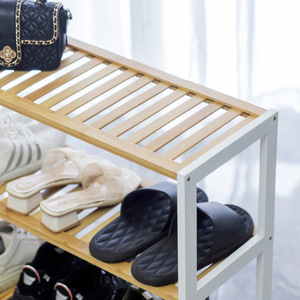 Bamboo Shelving Unit 3 Tier Multifunctional <b>Storage</b> <b>Rack</b> For Living Room Standing Type Rectangle Design - Product Image 3