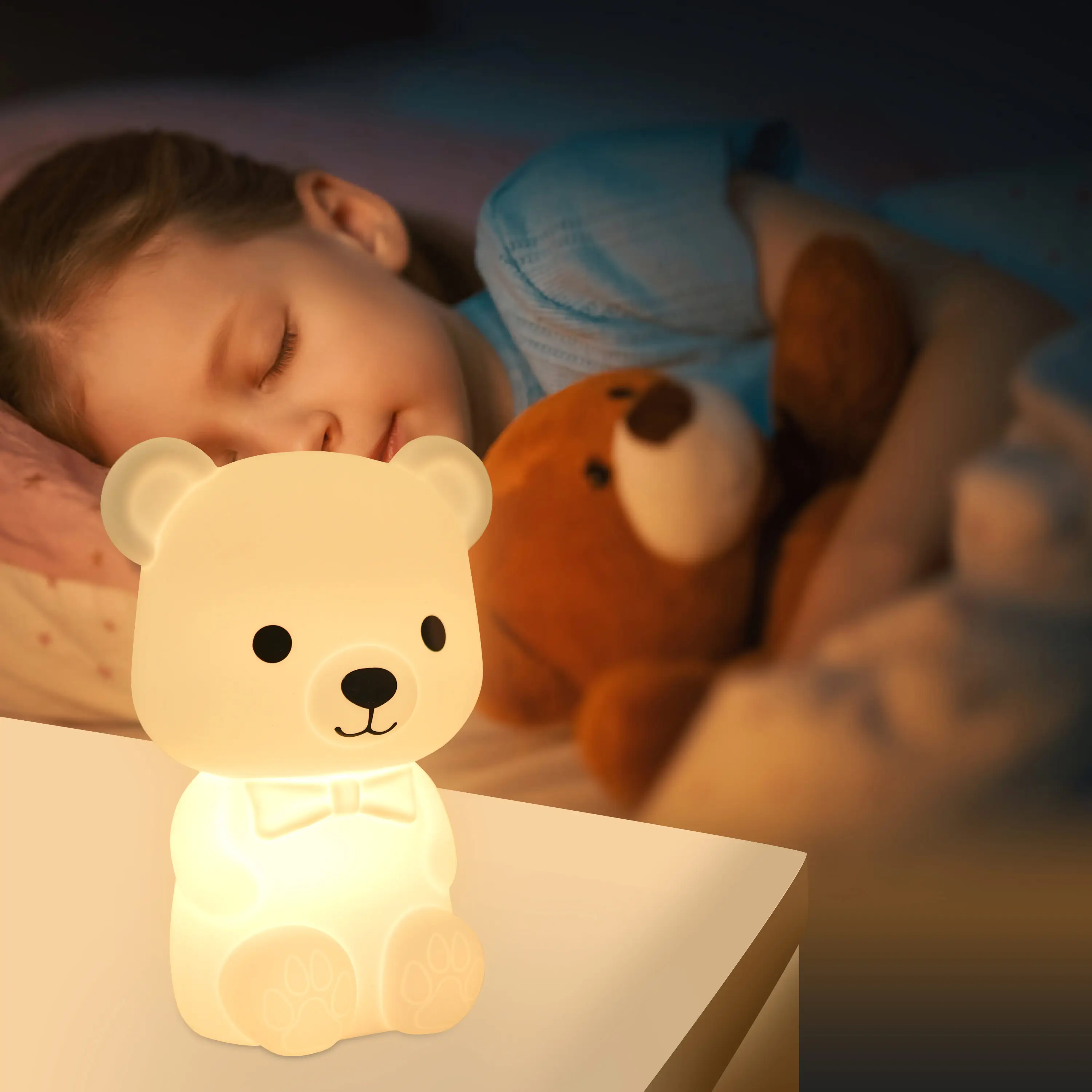 Veilleuse bebek yatağı lamba 3D Panda silikon Led çocuklar gece lambası