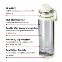 Bouteille d'eau classique en acier inoxydable 304 avec logo personnalisé, sans BPA, à double paroi, isolée sous vide, pour la salle de sport, les voyages et les activités de plein air