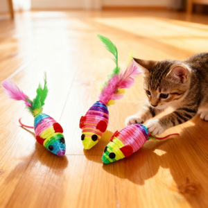 Colorful Striped <b>Cat</b> <b>Toy</b> Mouse Nylon Pet <b>Toy</b> 30g <b>Interactive</b> Play For <b>Cats</b> - Product Image 2