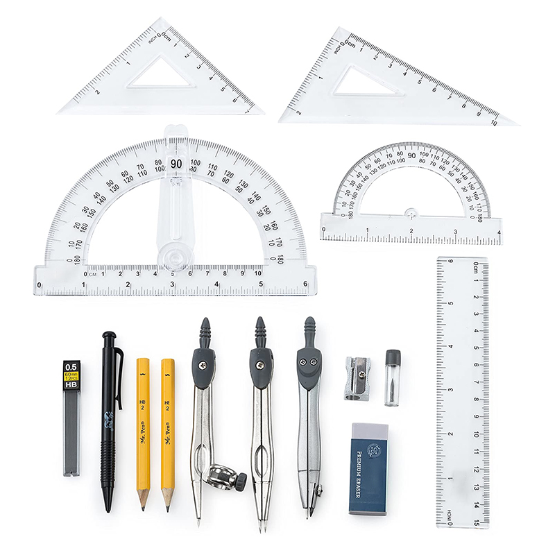 6 Inch Swing Arm Protractor Divider Geometry Protractors Compass Set  Drawing Ruler Set Compass Protractors Square Set