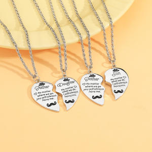 Collana Famiglia con Ciondolo a Cuore <span class=keywords><strong>Padre</strong></span> e <span class=keywords><strong>Figlio</strong></span> <span class=keywords><strong>in</strong></span> Lega <span class=keywords><strong>di</strong></span> Zinco Placcato Oro <span class=keywords><strong>di</strong></span> Alta Qualità, <span class=keywords><strong>di</strong></span> Tendenza, per Anniversario Uomo - Product Image 3