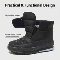 Sepatu Bot Musim Dingin Berlapis Fashion Wanita Mudah Dipakai dengan Tali Velcro Hangat Berlapis Bulu Anti Selip Platform Alas Kaki Salju Harga Pabrik