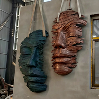 Sculpture de masque facial en bronze coulé, grande œuvre d'art murale abstraite personnalisée, masque en bronze coulé à la main pour hôtel, galerie, musée