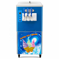 Machine à glace molle commerciale sur pied à 3 saveurs - Machine à crème glacée commerciale haute capacité avec roues