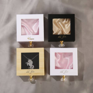 Boîte à bijoux avec poignée en cristal et logo personnalisé, fenêtre en PVC, pour ranger et présenter des bagues, des colliers, des boucles d'oreilles, des bracelets, boîte de rangement pour cadeaux - Product Image 5