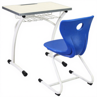 Ensemble de mobilier scolaire moderne de haute qualité populaire, bureau en bois avec plateau ergonomique, chaise écologique pour étudiants, panier à livres