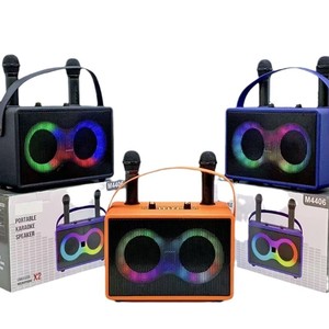 M4406双4英寸蓝牙大扬声器无线双麦克风卡拉ok户外支持调频TF AUX TWS立体声高音质 - Product Image 1