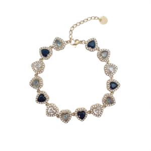 Heart Shape <b>Crystal</b> <b>Bracelet</b> PVD Gold Plated 316L Stainless Steel Sustainable Resistant Fashion Jewelry - Product Image 2
