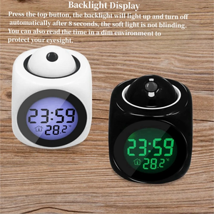 Voix parlant LED Projection réveil numérique <span class=keywords><strong>heure</strong></span> voix carillon fonction horloge veilleuse <span class=keywords><strong>projecteur</strong></span> avec affichage Blacklight - Product Image 4