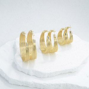 Orecchini a Cerchio Grandi e Voluminosi da Donna, Placcati Oro 18k, Stile Hiphop Africano Dubai, Multistrato, Chunky, Aretes De <span class=keywords><strong>Moda</strong></span> - Product Image 3