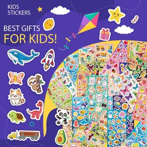 KARSLORA 36 hojas de pegatinas para niños, más de 800 piezas, dibujos animados, animales, frutas, dinosaurios, gatos, peces, vinilo autoadhesivo decorativo - Product Image 5