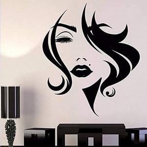Vinilo Decorativo para Pared con Diseño de Rostro de Mujer, Adhesivo para Ventana con Diseño de Chica de Salón, Ojos Felices, Arte de Belleza, Adhesivo Removible con Silueta de Cabeza Sexy - Product Image 1