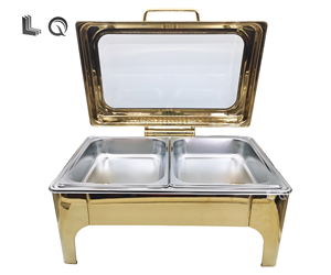 Vendita calda 9L rettangolo in acciaio inox piatto argento oro lusso Buffet pentole riscaldanti per il cibo più caldo per il ristorante dell'hotel - Product Image 4