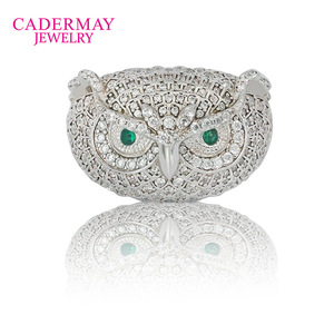 Cadermay Owl Moissanite Ring S925 Silver White Gold Plated Animal Shape Fashion Jewelry Everyday Wear - Product Image 5