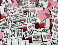 Livraison Gratuite - Jeu de Mahjong en Mélamine pour la Maison - Tuiles Finition Artisanale - Taille Moyenne et Grande - 108 Pièces - Boîte en Bois - 3-4 Joueurs
