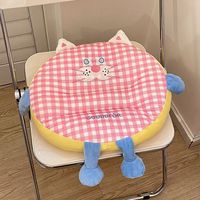 Coussin de siège en coton épais à motif quadrillé de dessin animé avec repose-bras et repose-jambes, coussin de chaise pour bureau et dortoir, vente en gros personnalisée