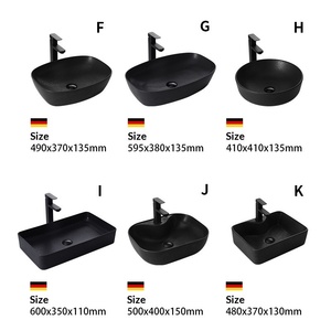 Lavabo Cuadrado <span class=keywords><strong>de</strong></span> Cerámica Negra <span class=keywords><strong>de</strong></span> un Solo Orificio, Estilo Nórdico Europeo, para Montar en <span class=keywords><strong>Encimera</strong></span> - Product Image 2